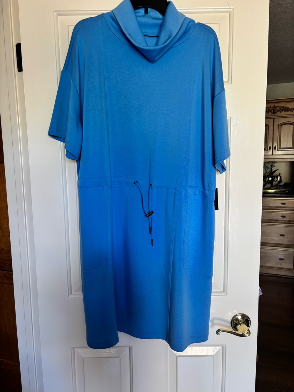 Simply Vera Vera Wang Turquoise Blue Cowl Neck Midi Dress
